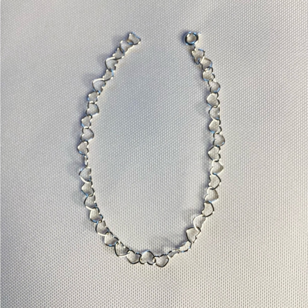 .925 Sterling Silver Large Heart Chain Bracelet. Fits up to 8” perfect layering